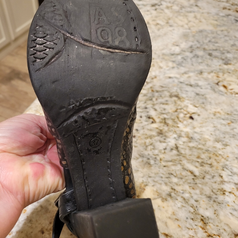 New A.S.98 Black Closed Toe Heel Sandals 37 - Picture 5 of 5